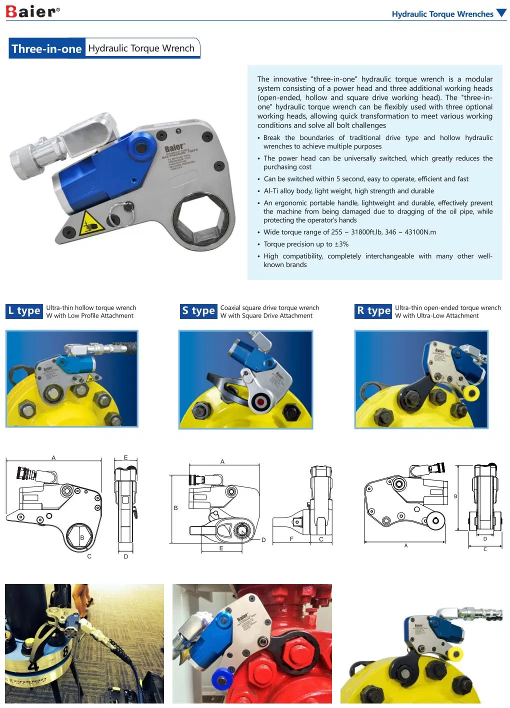 Rta Spanner Square Drive Hydraulic Torque Wrench Tensioner Hydraulic Tools